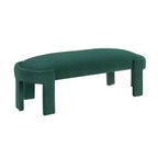 Panca moderna ed elegante imbottita in velluto con struttura in compensato, lussuoso pouf ovale confortevole per camera da letto, ingresso
