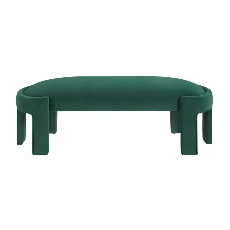 Panca moderna ed elegante imbottita in velluto con struttura in compensato, lussuoso pouf ovale confortevole per camera da letto, ingresso