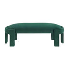 Panca moderna ed elegante imbottita in velluto con struttura in compensato, lussuoso pouf ovale confortevole per camera da letto, ingresso