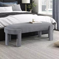 Okak Modern Stylish Velvet Fabric Upholstered Bench with Plywood Frame,Luxurious Comfort Oval Ottoman for Bedroom,Entryway