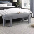 Okak Modern Stylish Velvet Fabric Upholstered Bench with Plywood Frame,Luxurious Comfort Oval Ottoman for Bedroom,Entryway