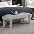 Panca moderna ed elegante imbottita in velluto con struttura in compensato, lussuoso pouf ovale confortevole per camera da letto, ingresso