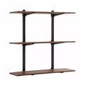 Kate and Laurel Atwood Wall Shelf, Black and Walnut Brown, 32x10x30