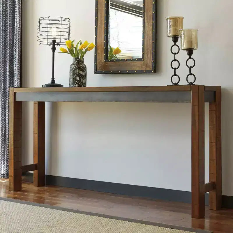 Tavolo da Pranzo Alto Marrone - Stile Industriale Urbano, Finitura Gunmetal Invecchiato, 3 Posti