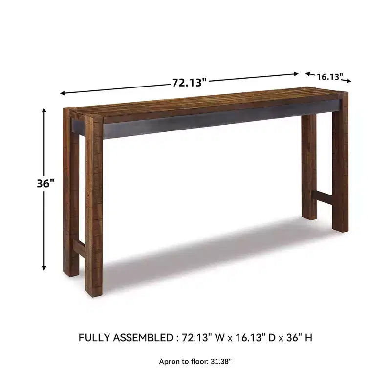 Tavolo da Pranzo Alto Marrone - Stile Industriale Urbano, Finitura Gunmetal Invecchiato, 3 Posti