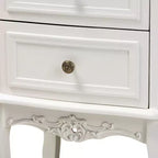 Comodino Darlene in legno a 2 cassetti Bianco/Marrone ciliegio - Baxton Studio: Stile tradizionale, Maniglie intagliate, Contenitore