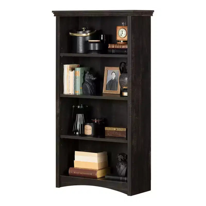 Libreria a 4 ripiani nera da 57,75"
