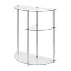 Breighton Home Designs2Go Classic Glass 3 Tier Display Entryway Hall Table in Glass/Chrome
