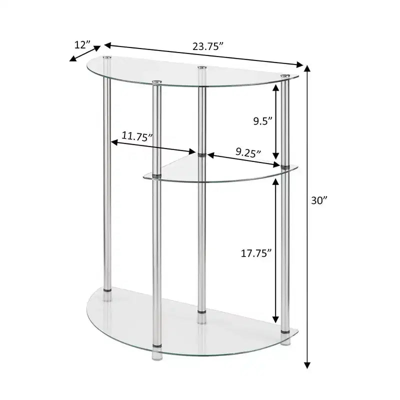Tavolino da Ingresso/Corridoio a 3 Ripiani in Vetro/Cromo Classic Glass