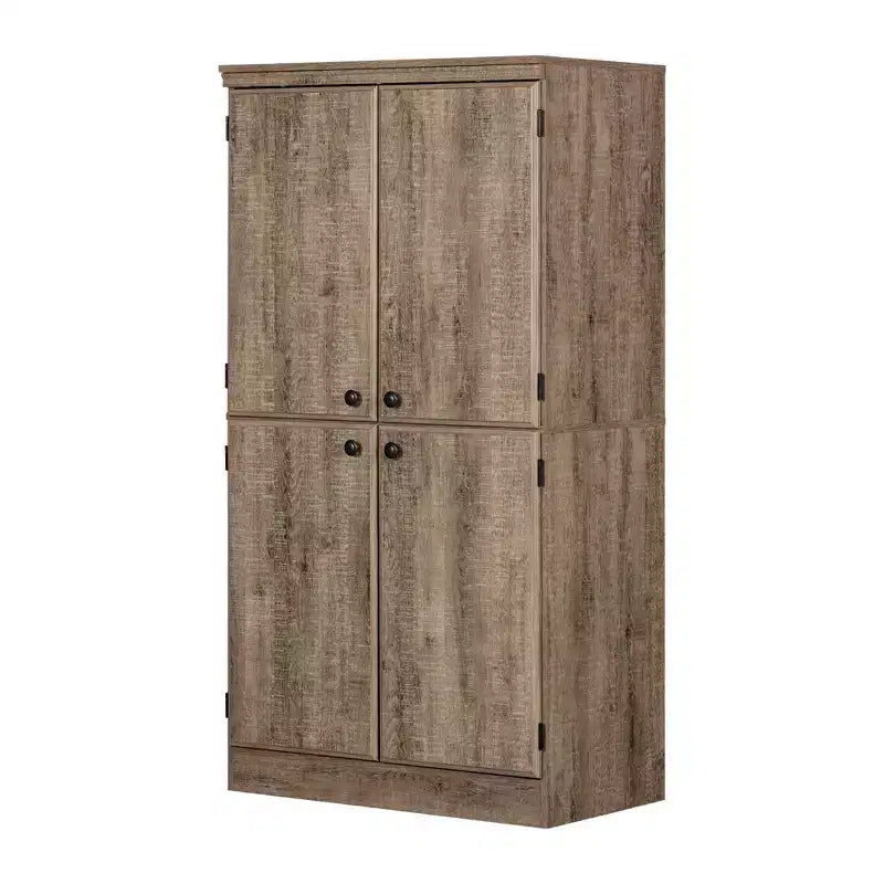 Morgan 4 Door Storage Cabinet Oak - South Shore: Laminated Particleboard, Metal Hardware, Meets Safety Standards