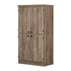Morgan 4 Door Storage Cabinet Oak - South Shore: Laminated Particleboard, Metal Hardware, Meets Safety Standards