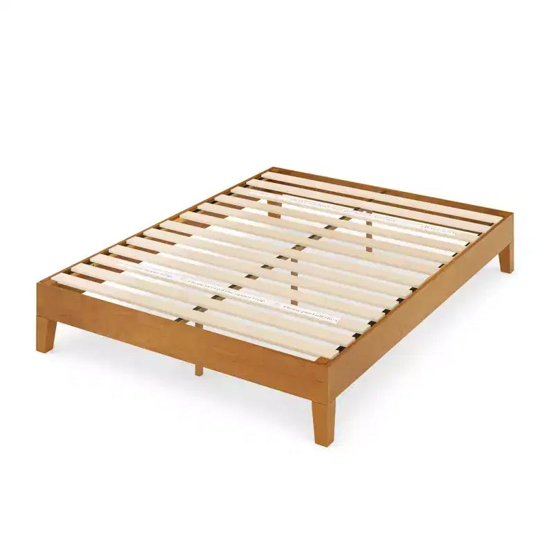 12 Alexis Deluxe Wood Platform Bed Rustic Pine - Zinus