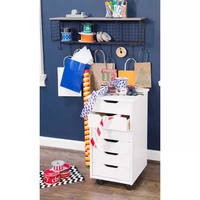 Carrello portaoggetti mobile a 6 cassetti