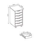 Carrello portaoggetti mobile a 6 cassetti
