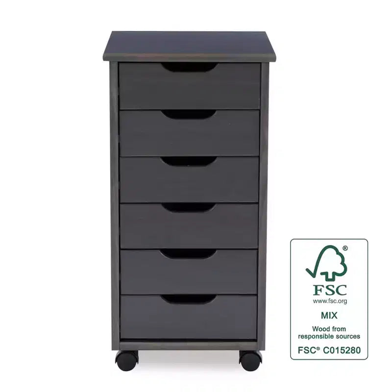 Carrello portaoggetti mobile a 6 cassetti