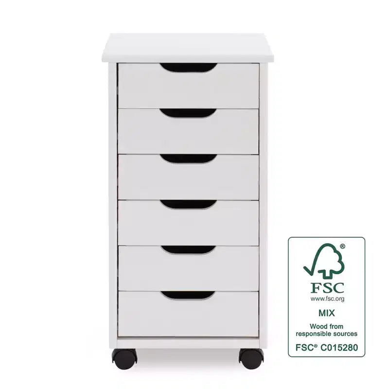Carrello portaoggetti mobile a 6 cassetti