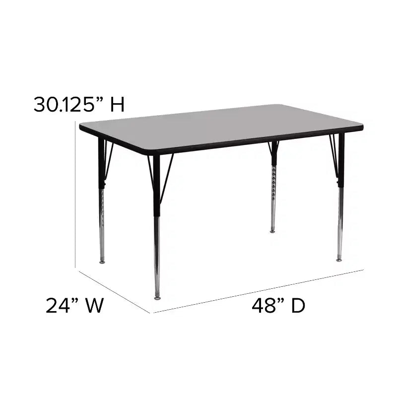 Tavolo attività rettangolare laminato a caldo 24"L x 48"P - Gambe regolabili in altezza standard