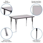 Tavolo attività rettangolare laminato a caldo 24"L x 48"P - Gambe regolabili in altezza standard