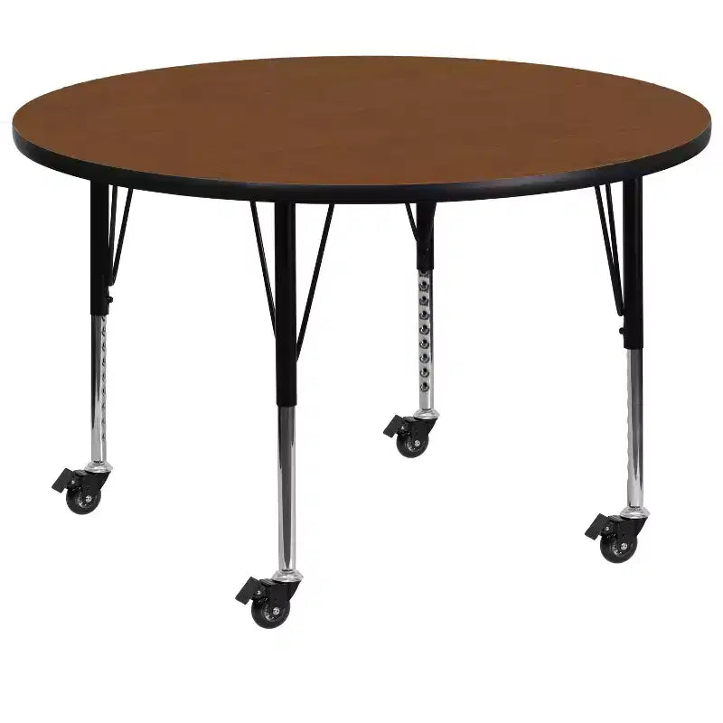 Flash Furniture Mobile 42'' Round HP Laminate Activity Table - Height Adjustable Short Legs