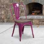 Sedia impilabile in metallo con sedile in legno