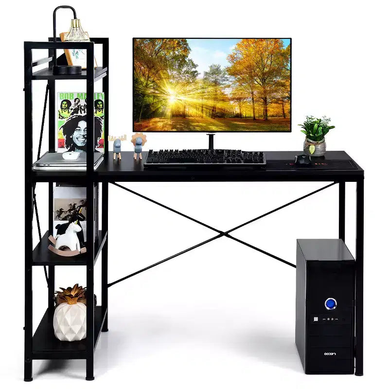 Scrivania Compatta da 47,5'' con Librerie a 4 Ripiani per Ufficio Domestico
