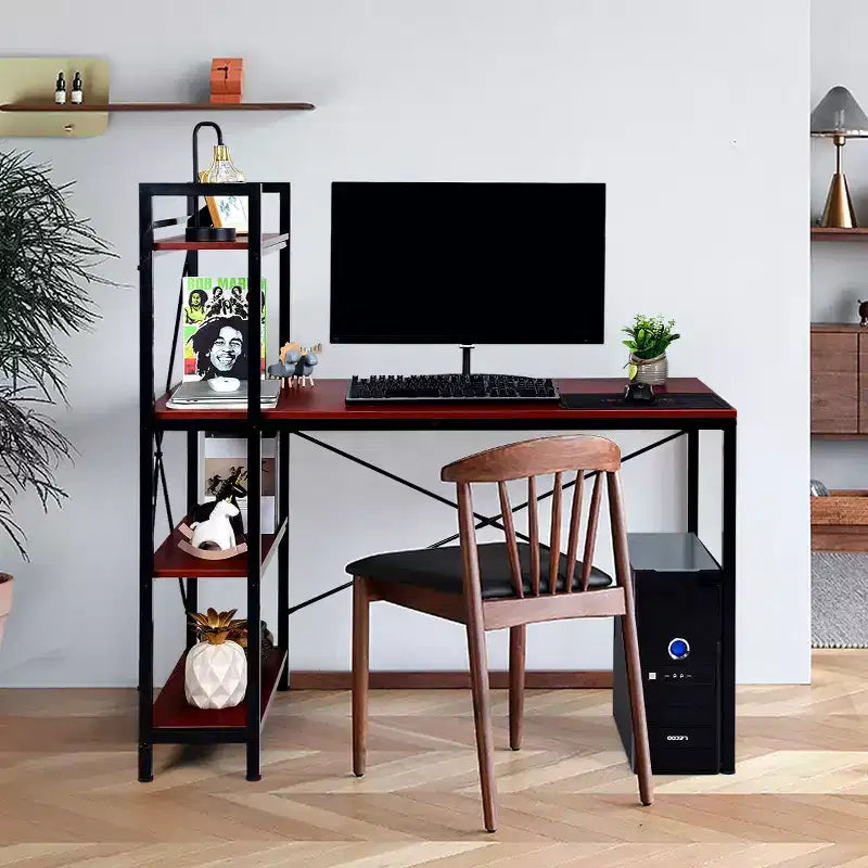 Scrivania Compatta da 47,5'' con Librerie a 4 Ripiani per Ufficio Domestico