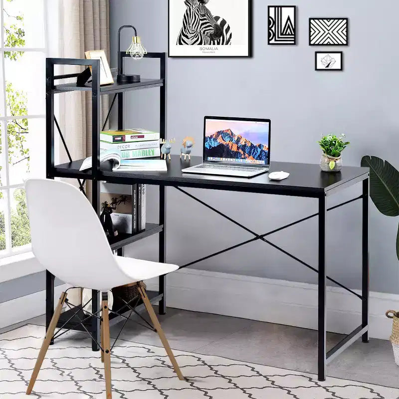 Scrivania Compatta da 47,5'' con Librerie a 4 Ripiani per Ufficio Domestico