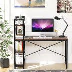 Scrivania Compatta da 47,5'' con Librerie a 4 Ripiani per Ufficio Domestico