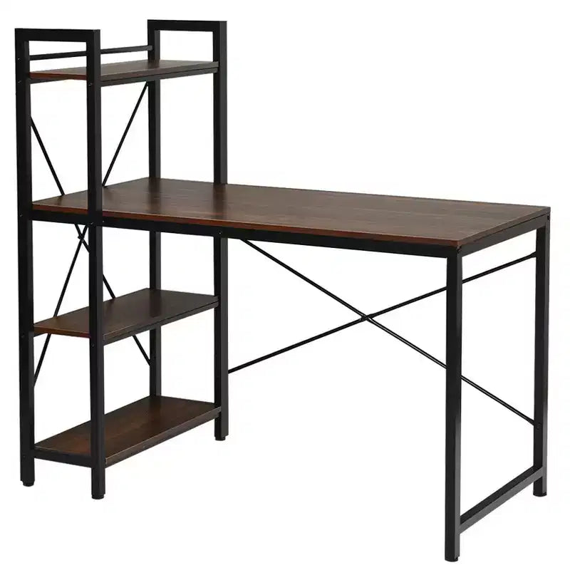 Scrivania Compatta da 47,5'' con Librerie a 4 Ripiani per Ufficio Domestico