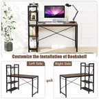 Scrivania Compatta da 47,5'' con Librerie a 4 Ripiani per Ufficio Domestico