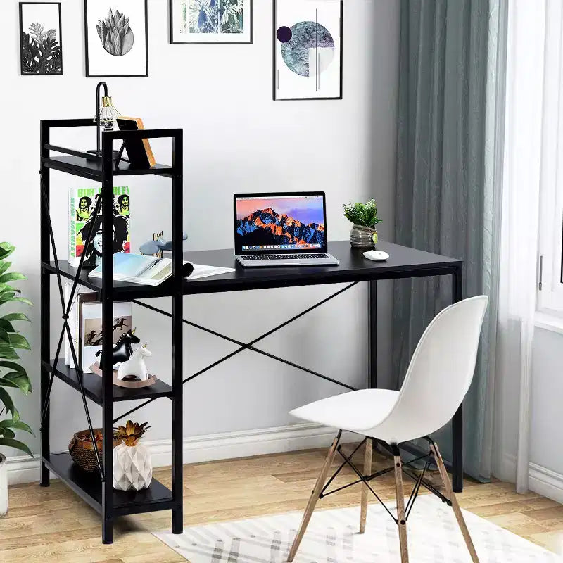 Scrivania Compatta da 47,5'' con Librerie a 4 Ripiani per Ufficio Domestico