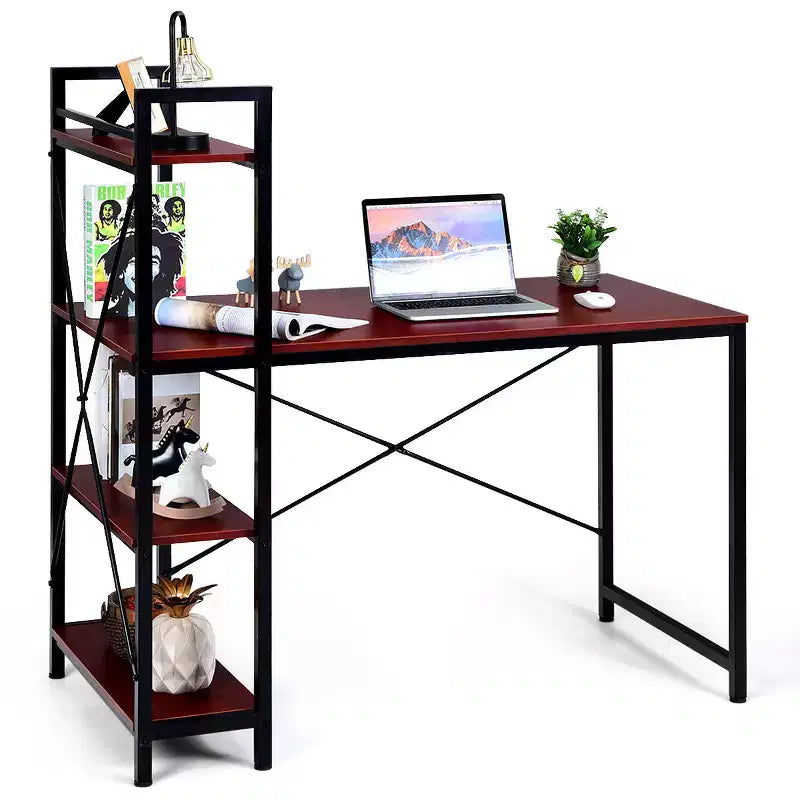 Scrivania Compatta da 47,5'' con Librerie a 4 Ripiani per Ufficio Domestico