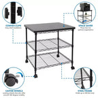 Supporto per stampante con ruote, carrello porta stampante a 3 livelli con ripiani portaoggetti per stampante 3D e laser, scanner, pressa a caldo, capacità di 90 kg