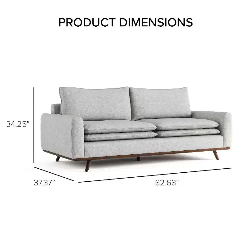 HOMES: Inside + Out Divano Gubera 82" Mid-Century in Tessuto Misto Lino Cotone con Cuscini in Misto Piuma
