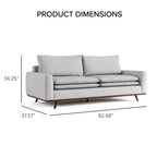 HOMES: Inside + Out Divano Gubera 82" Mid-Century in Tessuto Misto Lino Cotone con Cuscini in Misto Piuma