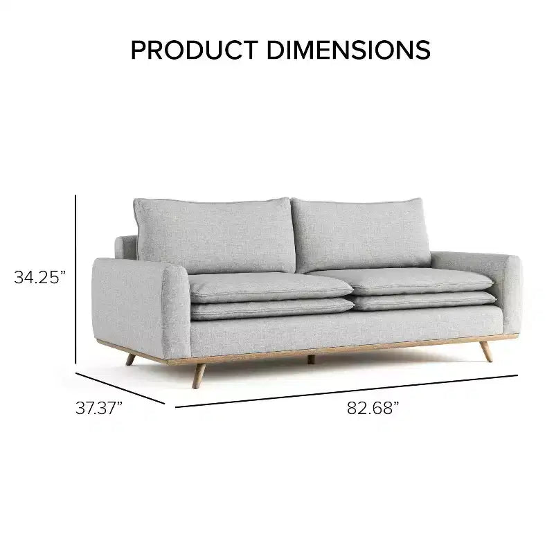 HOMES: Inside + Out Divano Gubera 82" Mid-Century in Tessuto Misto Lino Cotone con Cuscini in Misto Piuma