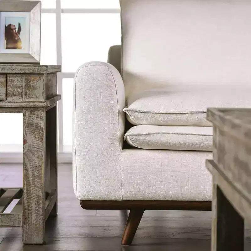 HOMES: Inside + Out Divano Gubera 82" Mid-Century in Tessuto Misto Lino Cotone con Cuscini in Misto Piuma