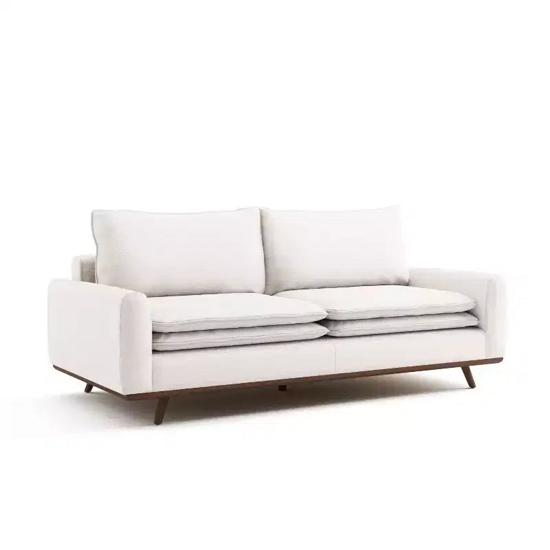 HOMES: Inside + Out Divano Gubera 82" Mid-Century in Tessuto Misto Lino Cotone con Cuscini in Misto Piuma