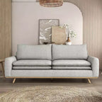 HOMES: Inside + Out Divano Gubera 82" Mid-Century in Tessuto Misto Lino Cotone con Cuscini in Misto Piuma