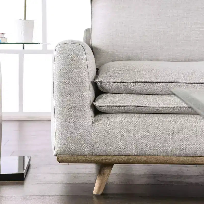 HOMES: Inside + Out Divano Gubera 82" Mid-Century in Tessuto Misto Lino Cotone con Cuscini in Misto Piuma