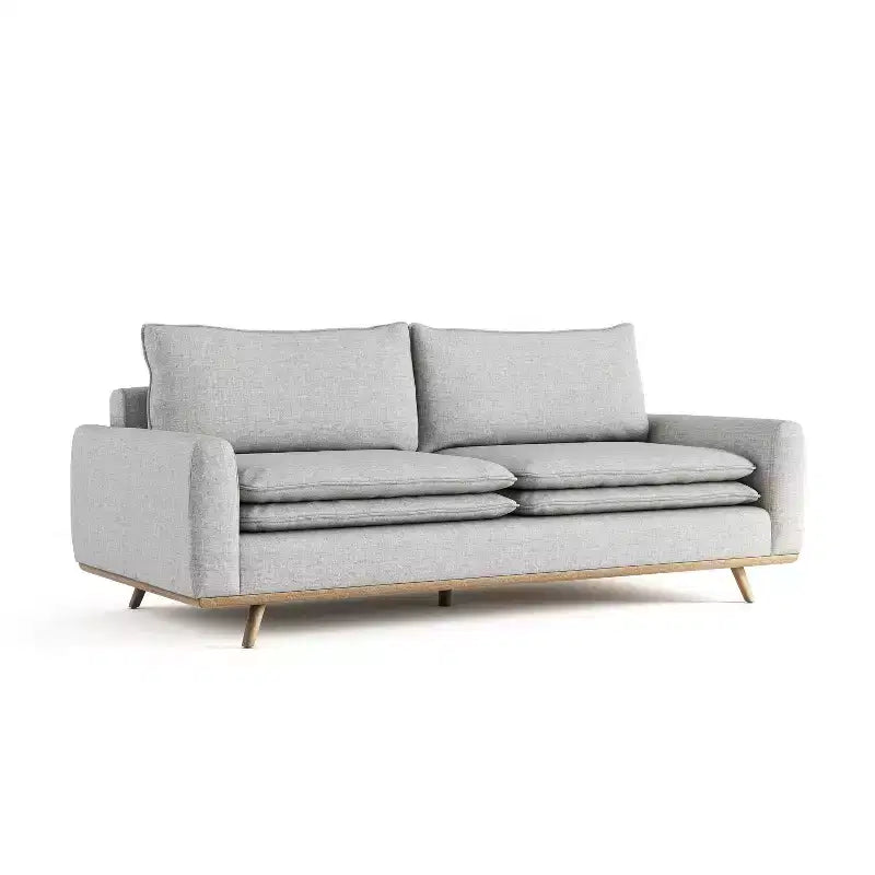 HOMES: Inside + Out Divano Gubera 82" Mid-Century in Tessuto Misto Lino Cotone con Cuscini in Misto Piuma