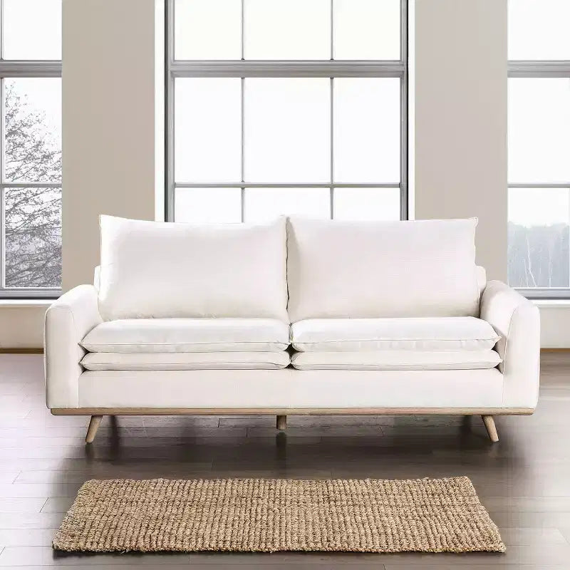HOMES: Inside + Out Divano Gubera 82" Mid-Century in Tessuto Misto Lino Cotone con Cuscini in Misto Piuma