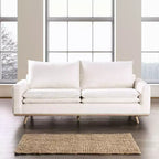 HOMES: Inside + Out Divano Gubera 82" Mid-Century in Tessuto Misto Lino Cotone con Cuscini in Misto Piuma