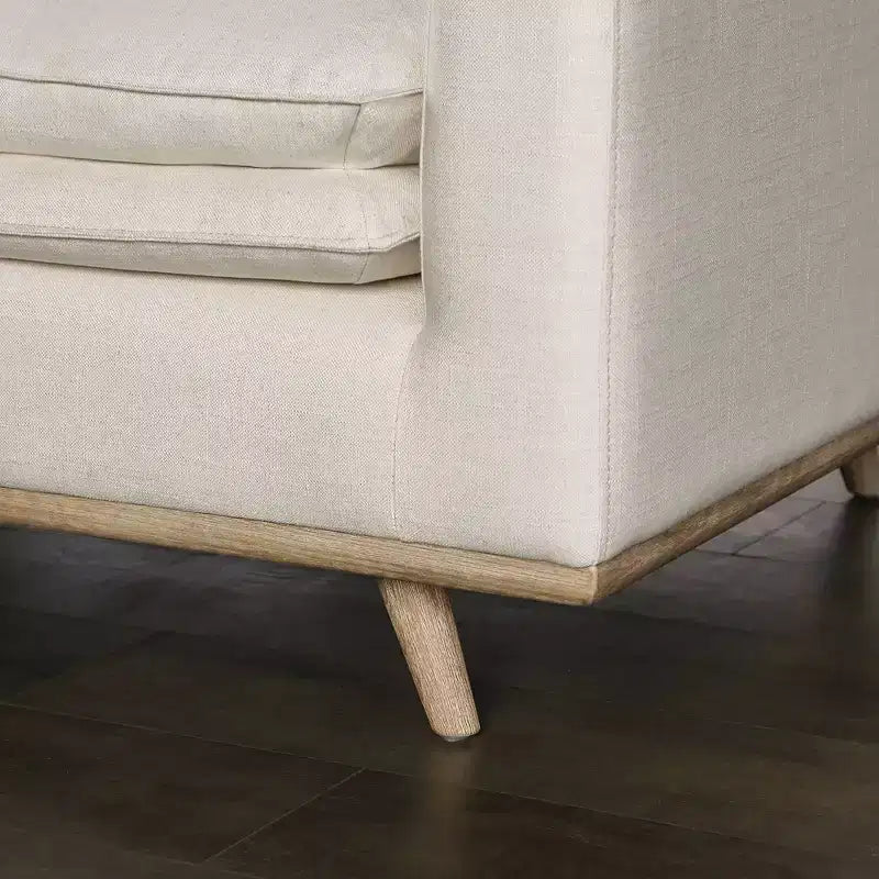 HOMES: Inside + Out Divano Gubera 82" Mid-Century in Tessuto Misto Lino Cotone con Cuscini in Misto Piuma