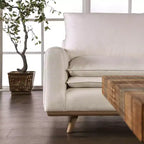 HOMES: Inside + Out Divano Gubera 82" Mid-Century in Tessuto Misto Lino Cotone con Cuscini in Misto Piuma