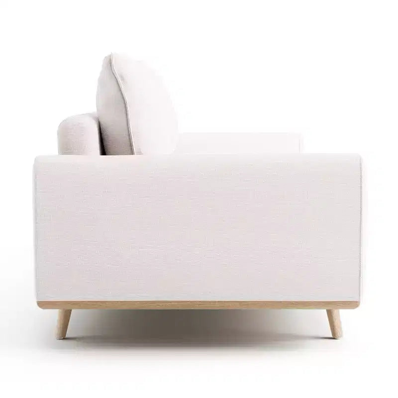 HOMES: Inside + Out Divano Gubera 82" Mid-Century in Tessuto Misto Lino Cotone con Cuscini in Misto Piuma