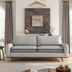 HOMES: Inside + Out Divano Gubera 82" Mid-Century in Tessuto Misto Lino Cotone con Cuscini in Misto Piuma