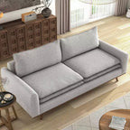 HOMES: Inside + Out Divano Gubera 82" Mid-Century in Tessuto Misto Lino Cotone con Cuscini in Misto Piuma