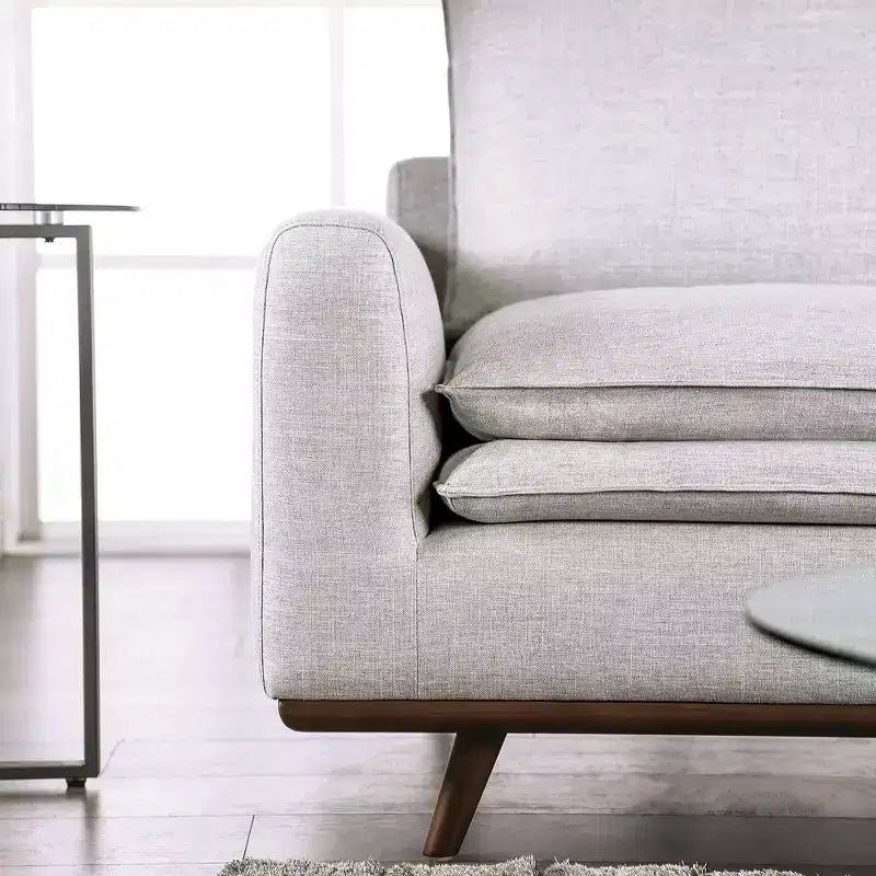 HOMES: Inside + Out Divano Gubera 82" Mid-Century in Tessuto Misto Lino Cotone con Cuscini in Misto Piuma