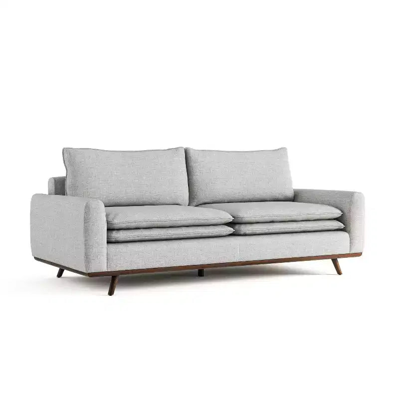 HOMES: Inside + Out Divano Gubera 82" Mid-Century in Tessuto Misto Lino Cotone con Cuscini in Misto Piuma